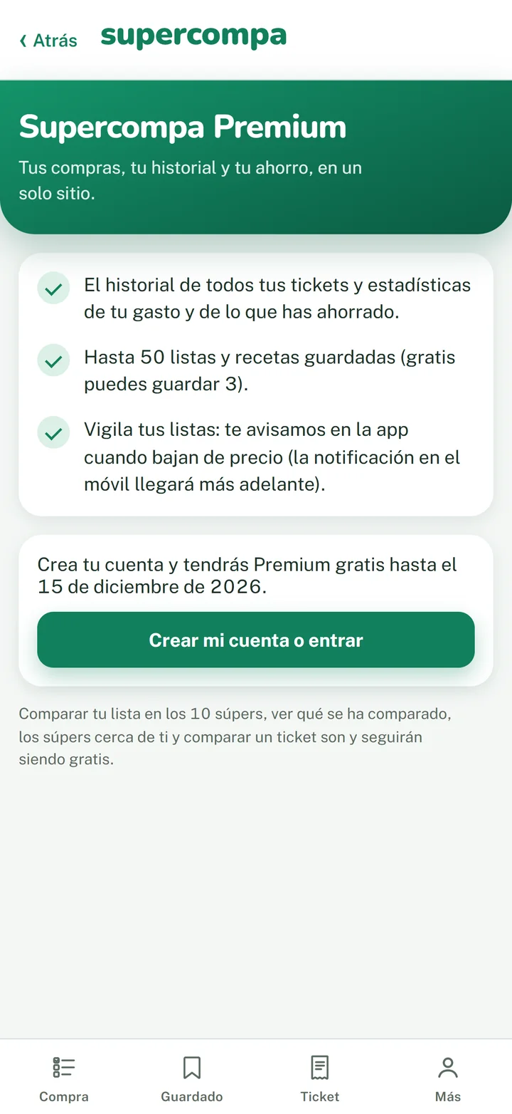 Pantalla de Supercompa Premium con sus ventajas